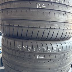 (2) 20” Goodyear 275/30/20 Runflat used tires pair like new