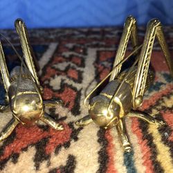 Vintage Solid Brass Good Luck Crickets 
