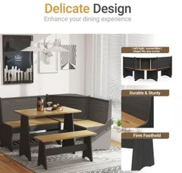 Three Piece Dining Set - Corner Kitchen Table - Dining Table With Bench