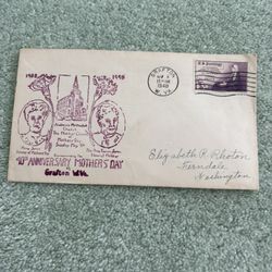 1948 First Day Cover Commemorating The Anniversary Of The First Mother’s Day ¢ Stamp #737