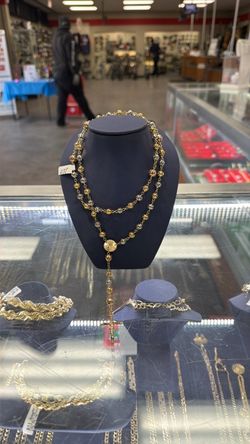 14k Two-Tone Gold Rosary Necklace 32.5g