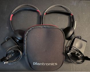 Lot 2 Plantronics Wireless Headsets with Stand