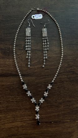Rhinestone Necklace and Earring Set