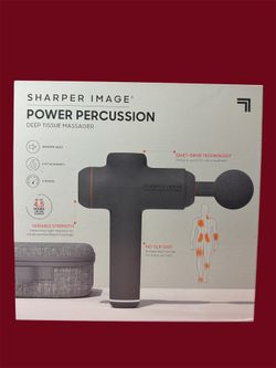 Sharper Image Power Percussion Deep Tissue Massager Massage Gun Black/Gray NEW & SEALED