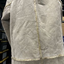 Brandon Thomas-90’s Vintage, Beige, Long, Leather Suede/Faux Fur, Jacket. Size-L