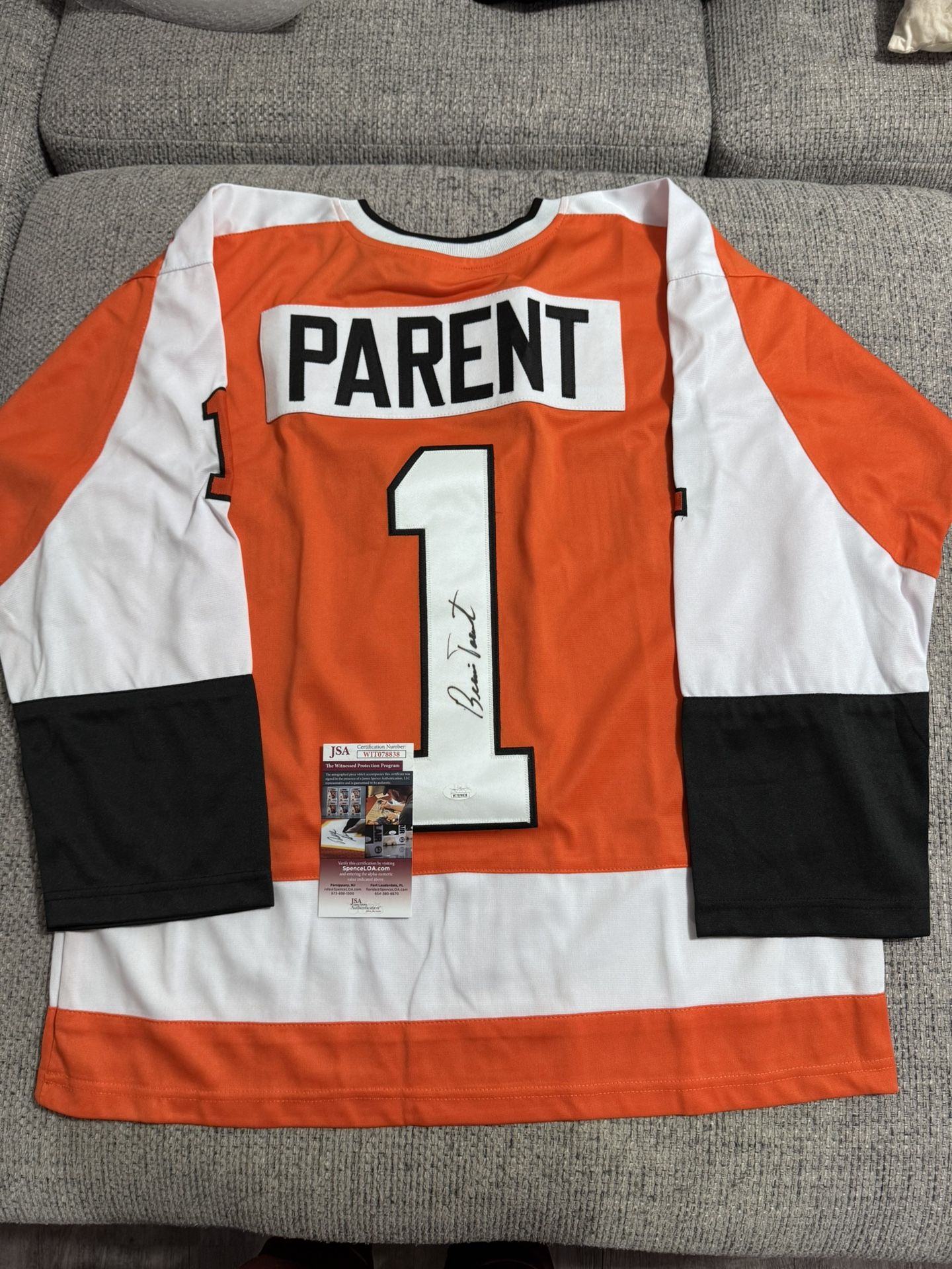 Bernie Parent Signed Autograph Custom Jersey - JSA Coa - Philadelphia Flyers