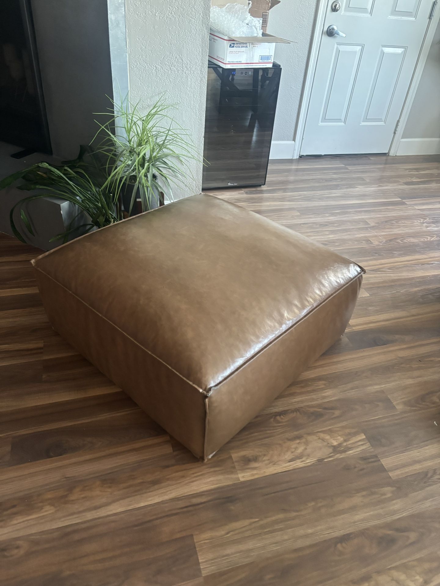 Brown Leather Ottoman
