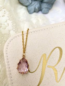 Pink Champagne Tear Drop Gold Plated Chain