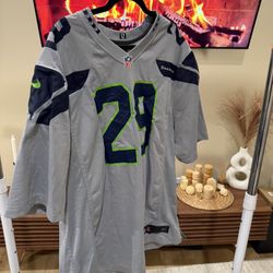 Nike NFL Seattle Seahawks Jersey Football. Gray Women's Large #29 THOMAS III XXL