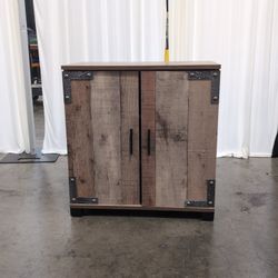 Braxton Studios Rustic Wood Look Two-Door TV Stand with Metal Accents