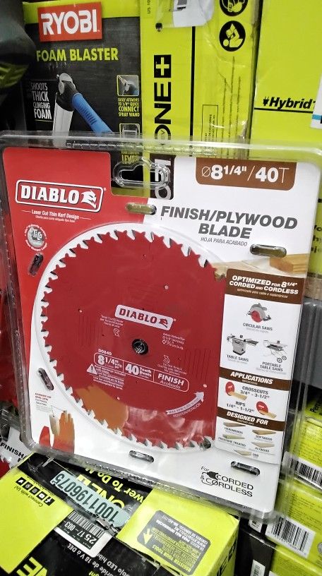 DIABLO 8 1/4" / 40T FINISH/ PLYWOOD BLADE