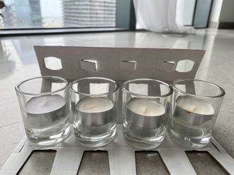 Votive candle holders with tea light candles-4 pack