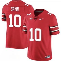 Julian Sayin Black/Red Ohio State OSU Jersey Buckeyes Stitched 10 FUSE Stitched