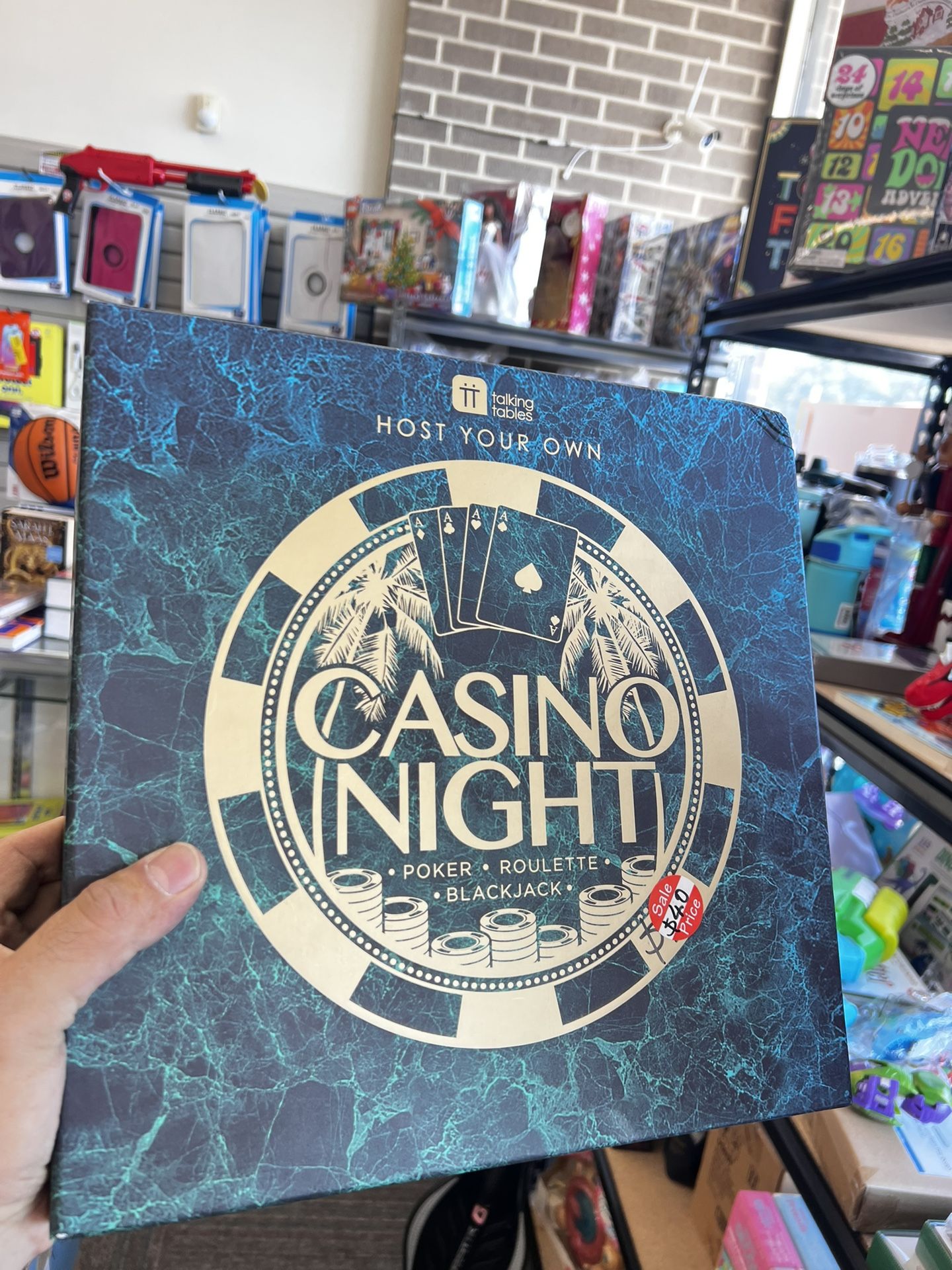 Talking Tables Casino Night Game Kit - Play Poker, Blackjack, Roulette, Gambling Set for Adults, New