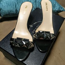 Prada Embellished Slides/Heels Black ~ 38.5