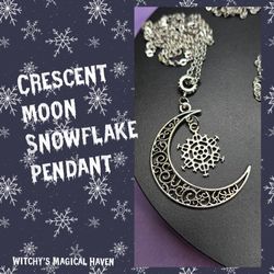 Crescent Moon Snowflake Pendant 