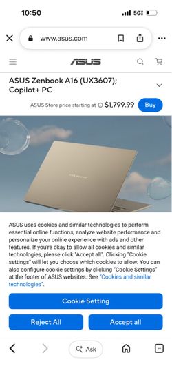 ASUS Zenbook A16 (UX3607); Copilot+ PC