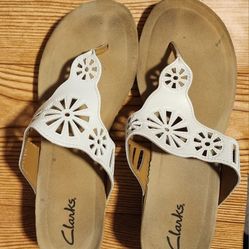 Clarks White Wedge Sandal