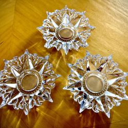 Candle Holder Crystal Glass-2-Way-Reversible Votive/Taper Set of 3 pieces