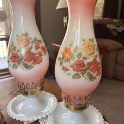 Vintage Crownreative Industries Hostess Hurricane Lamp 13.5 in Frosted Glass