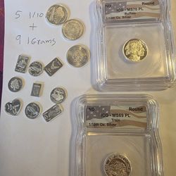 5  1/10oz  And 9  1 Grams 999 Silver