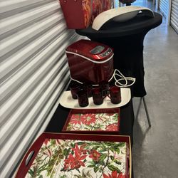 Beautiful High End Dinner Catering Party Trays Bowls Ice Maker Cups Red White Theme