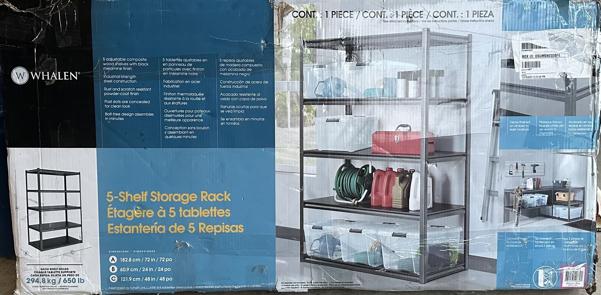 Whalen Heavy Duty Metal Shelves 5 Shelf Storage Rack
