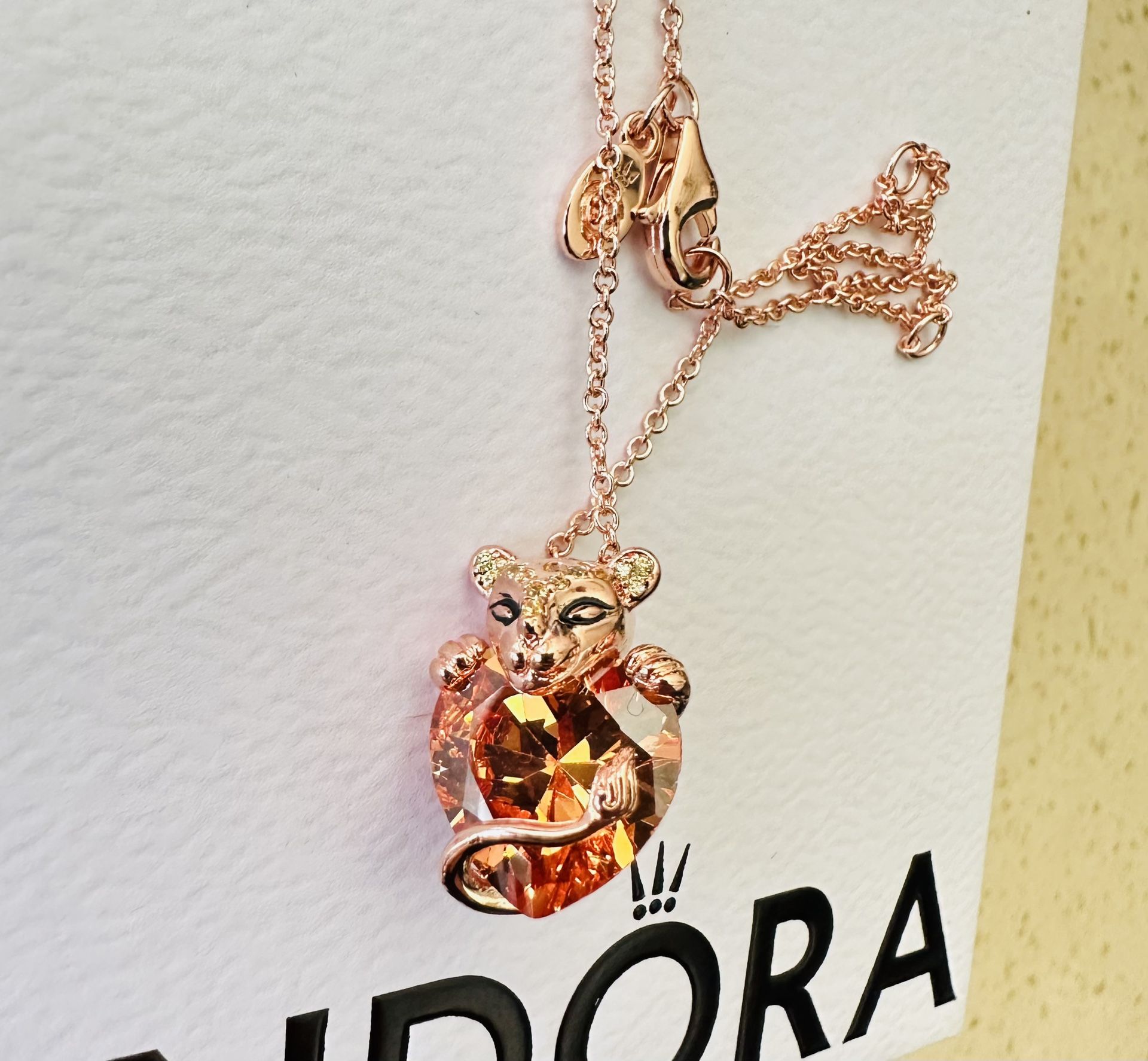 Pandora Rose Cz Sparkling Lioness Heart Pendant Necklace 388068CZM