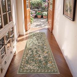 Eden Floral Washable Runner Rug 2x6 Vintage Hallway Rug Non-Slip Lightweight Soft