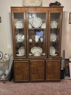 Vintage / Mid-Century Style China Cabinet / Hutch — Solid Wood Finish