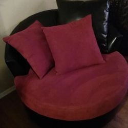 Red and black round chair