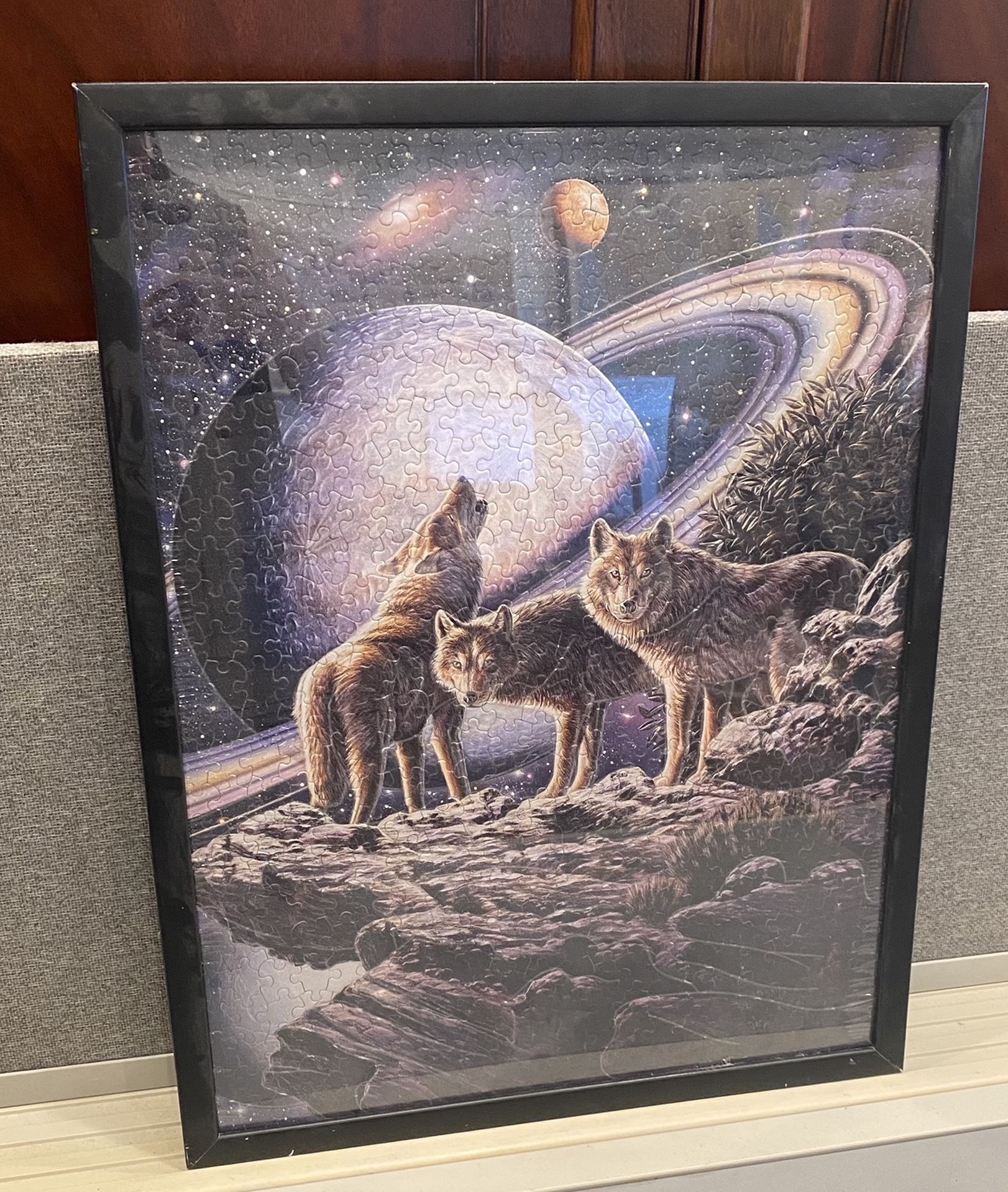 Framed Wolves In Space Puzzle
