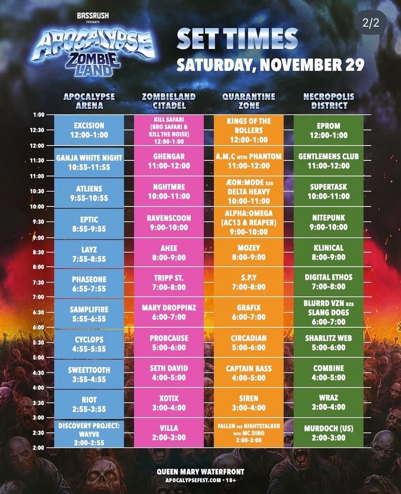 (1) Sat GA Only Apocalypse: Zombie land 