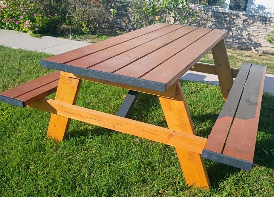 New 6 Foot Treated Wood Picnic Table