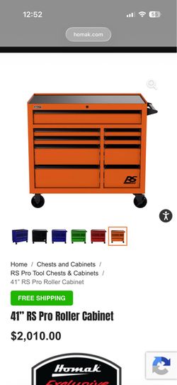 Homak 41” rolling cart tool box