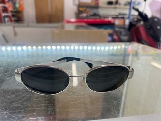 Celine Silver-Tone Oval Sunglasses with Dark Lenses