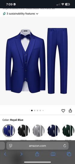 3 Piece Royal Blue Suit