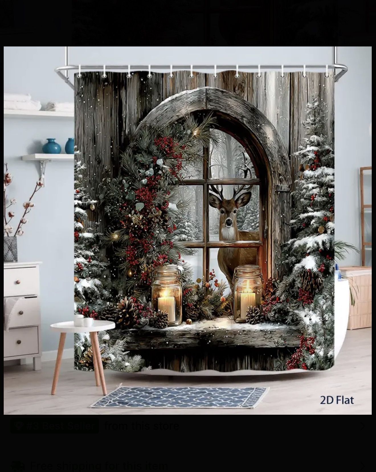 Shower curtain of reindeer 