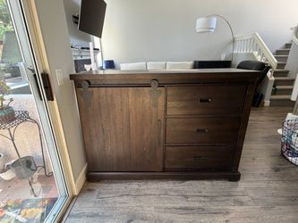 Rustic Wood Sideboard with Barn Door