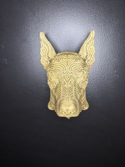 Doberman Pinscher Wall-Head — Bronze | 3D Printed Wall Decor