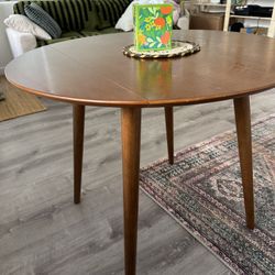 Mid-Century Modern Round Drop-Leaf Dining Table - Great for Small Spaces