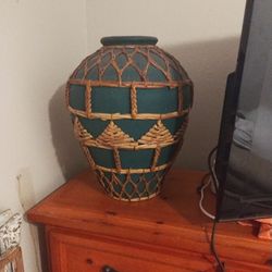 Rattan Woven Wicker Vintage Vase
