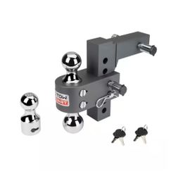 TOWSMART Adjustable Tri-Ball Mount with Interchangeable Hitchballs, 5-5/8" Drop to 6-1/2" Class V 12,000-lb