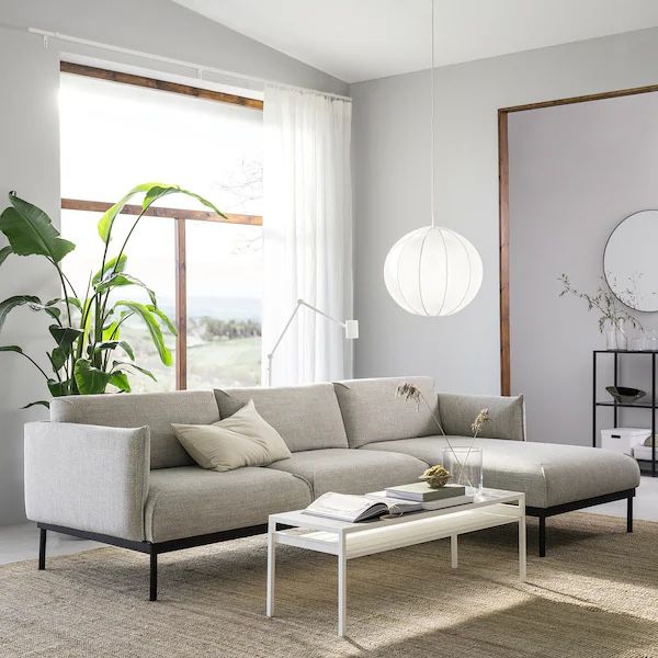 IKEA ÄPPLARYD Sofa with chaise, Lejde gray/black