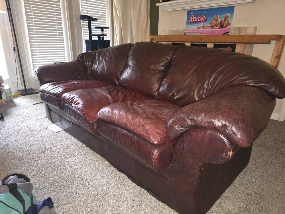 Full Leather Couch And Loveseat