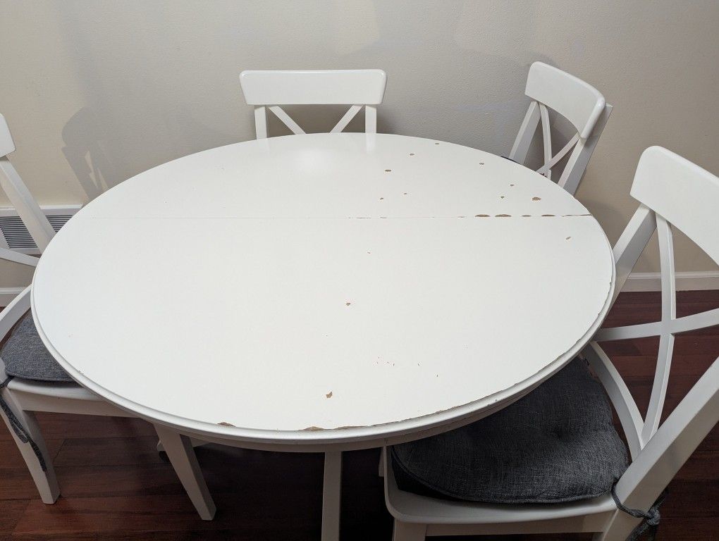 FREE IKEA Extendable Dining Table With 4 Chairs & New Cushions