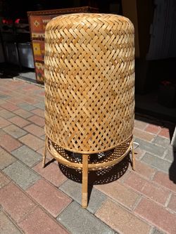 IKEA Woven Bamboo Floor Lamp Wicker