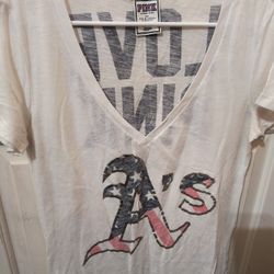 VS Pink A's 4th Of July Top Sz Large