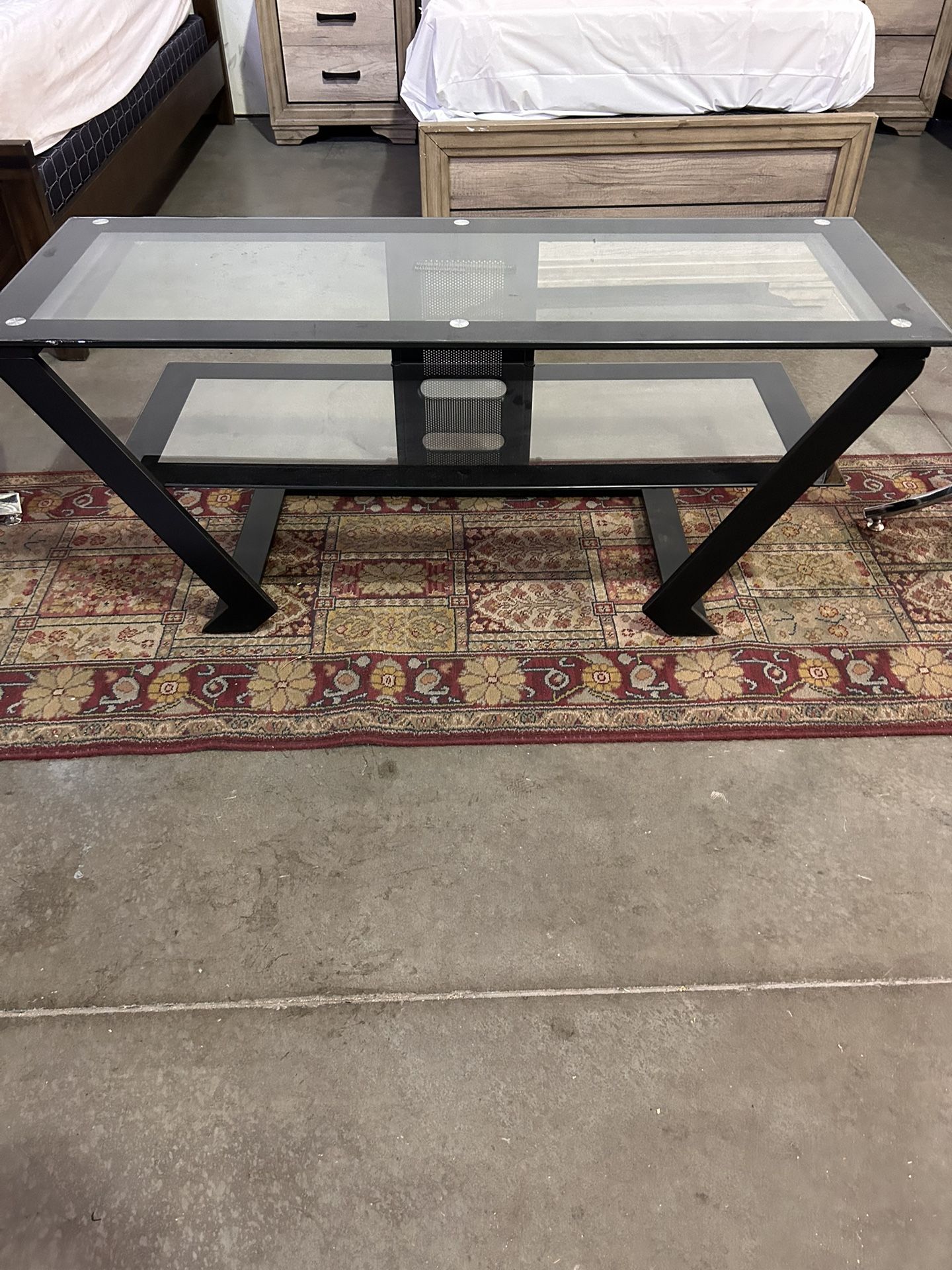 Coaster Donlyn 50″ Metal TV Stand with Glass Shelves, Black