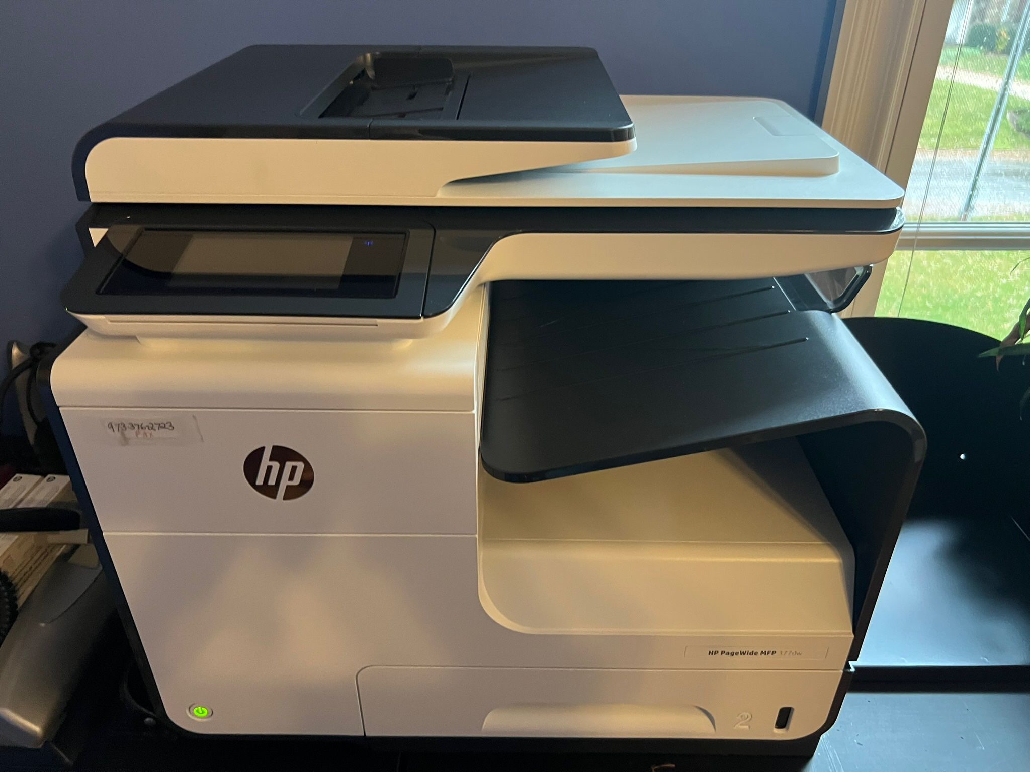 HP white printer w fax 377DW Very good condition Ink included Smoke and pet free household